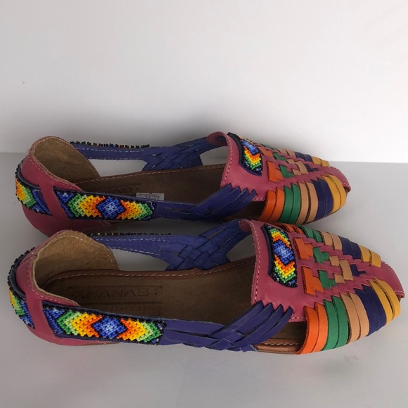 Available now! Mexican Leather Huichol Sandals - Picture 3 of 8